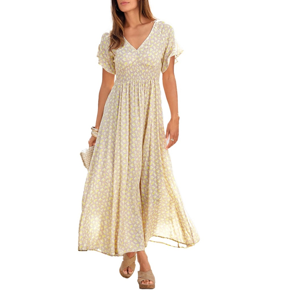 LASCANA Women’s Floral V Neck Dress